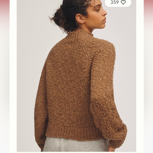 by Anthropologie Mock neck Boucle Knit in Tan XL - Picture 3 of 13